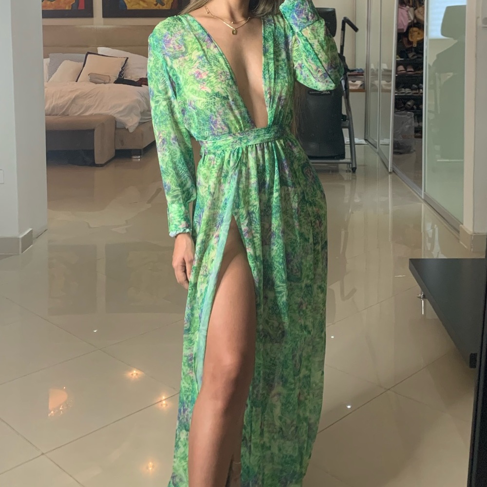 Green long dress